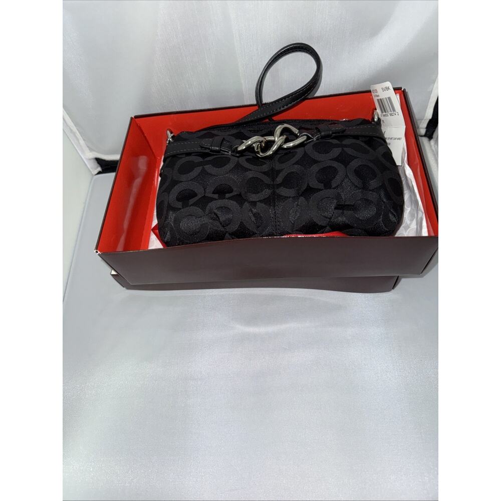 Coach 43105 Brooke Op Art Cap Wristlet Black New With Gift Box Approx 6”x4”
